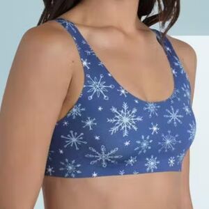 MeUndies MoveMe Scoop Bralette Blue Snowflake Size 4x READ Description